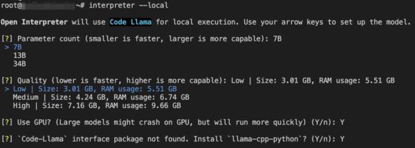 [python]Open InterpreterでCode Llamaを利用してみた